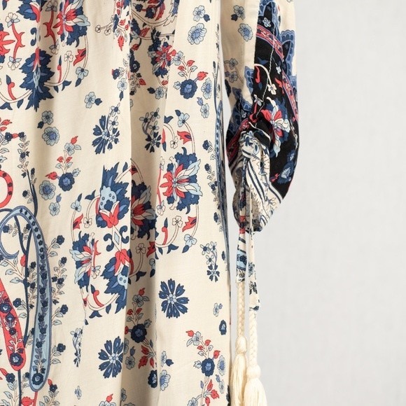 JAASE LF Navy Batik floral printed mini dress size S - Picture 7 of 14